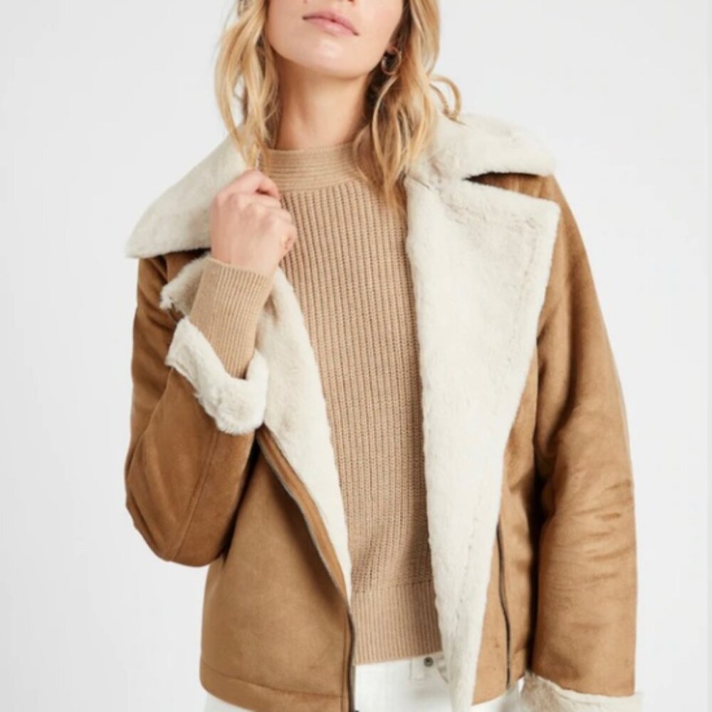 Banana Republic Tan and Cream Teddy Jacket